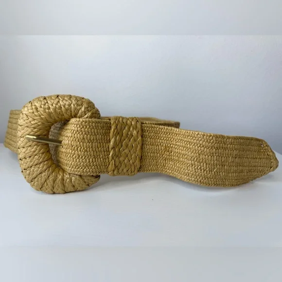 Anthropologie Raffia Woven Statement Buckle Belt Size S excellent condition - Picture 5 of 13